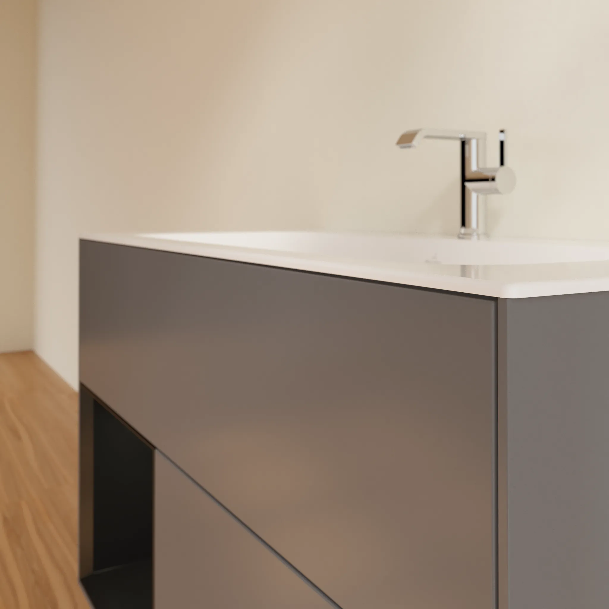 Villeroy & Boch Waschbeckenunterschrank Finion F03, Anthracite Matt Lacquer, 996x591x498 mm, mit Beleuchtung und Push-to-open Funktion