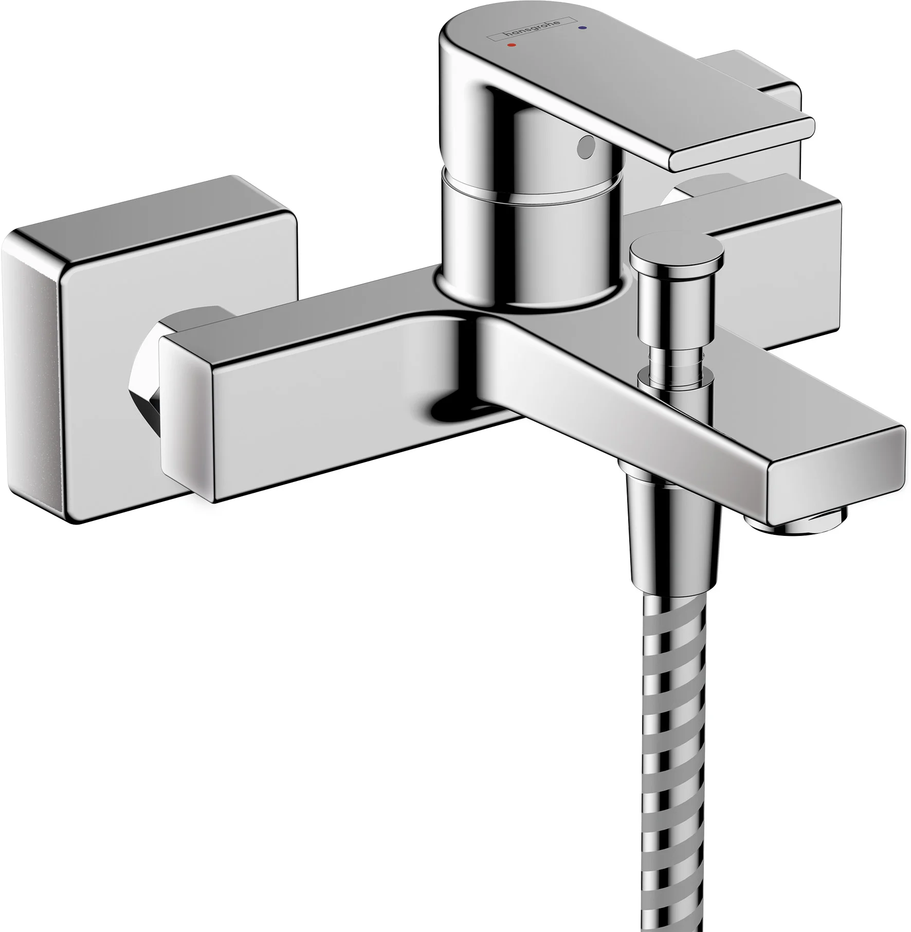 Hansgrohe Vernis Shape Einhebel-Wannenmischer Aufputz, Chrom, Ausladung 166 mm, Stichmaß 150 ± 12 mm