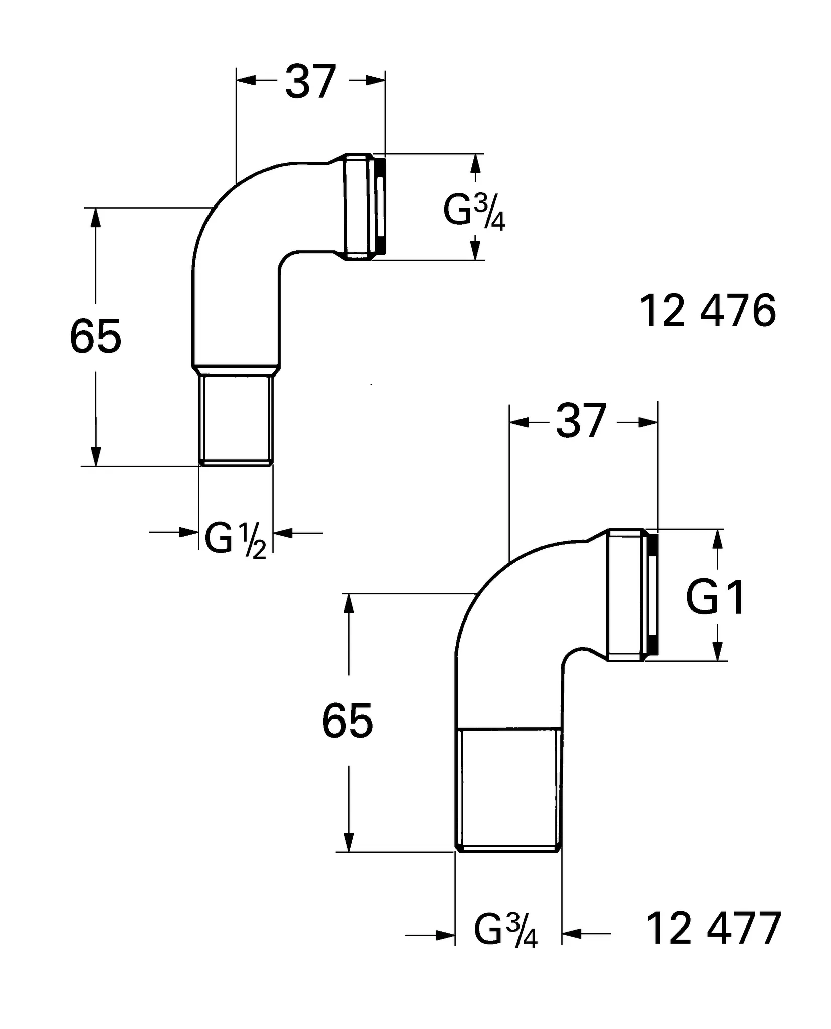 Anschlusswinkel 12476, Außengewinde 1/2'' x 3/4'' Anschlusswinkel 12476, Außengewinde 1/2'' x 3/4''