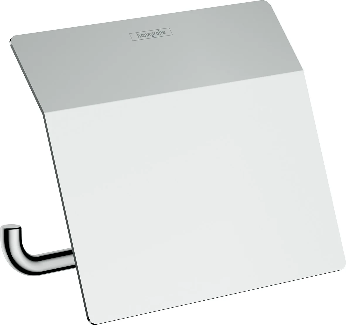 Hansgrohe AddStoris Q Toilettenpapierhalter mit Deckel, Chrom, Wandmontage, Metall, Bohrabstand 26 mm, Bohrloch-Durchmesser 6 mm