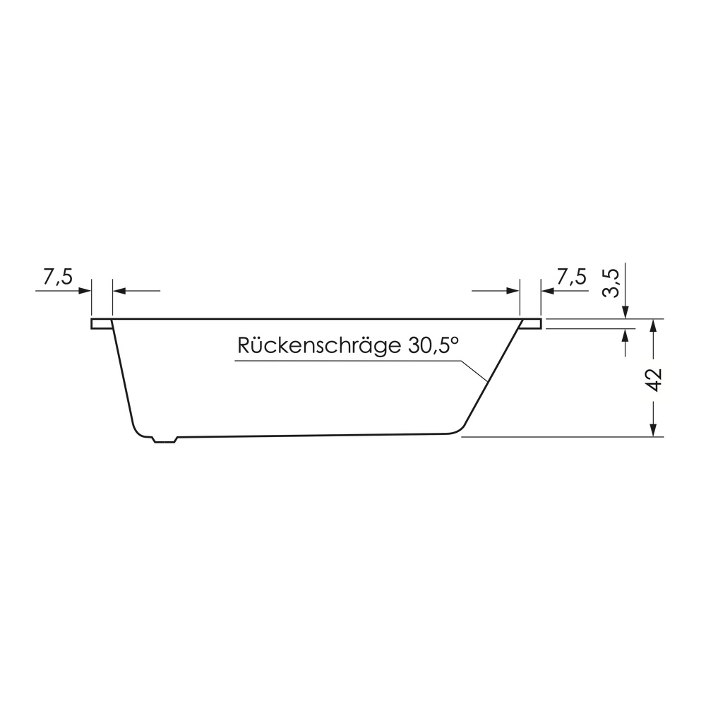 repaBAD Badewanne „Livorno Mono“ rechteck 1600 × 700 mm in Weiß
