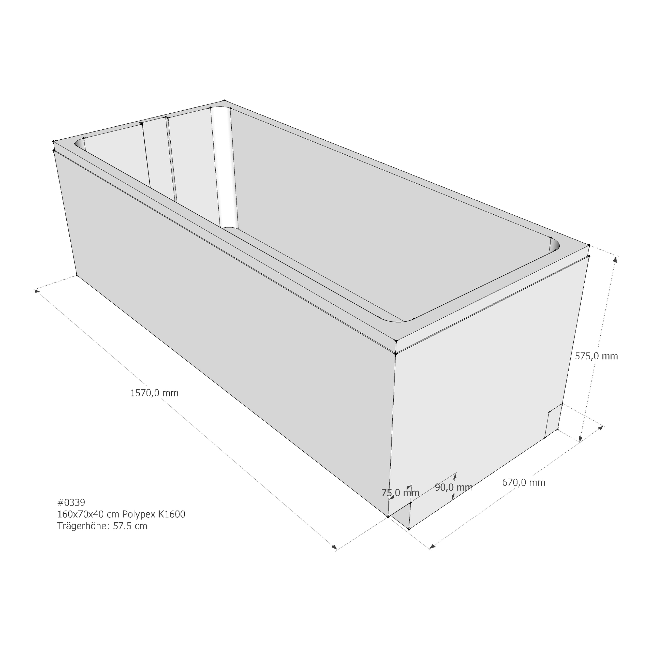 Badewannenträger für Polypex K1600 160 × 70 × 40 cm