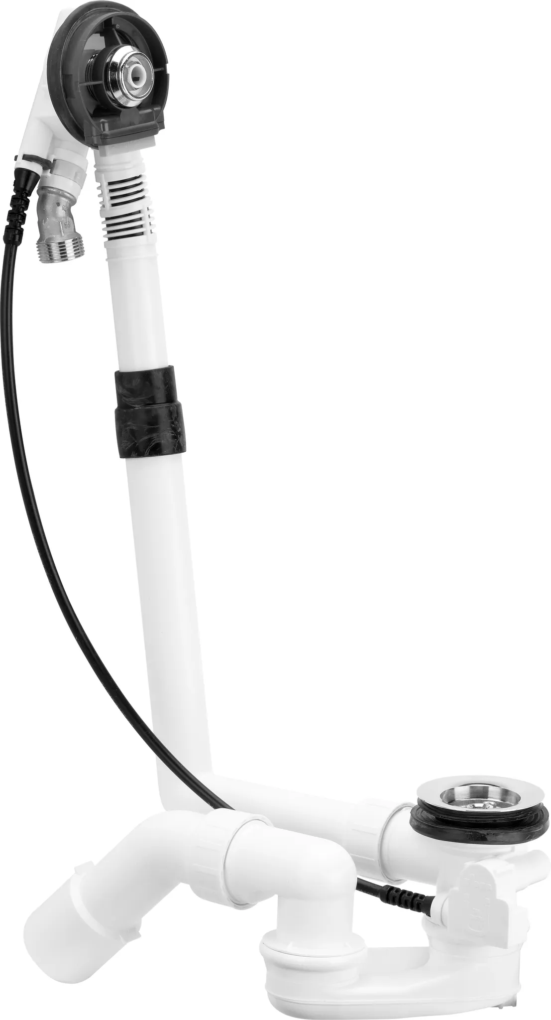 Viega Ab- und Überlaufgarnitur mit Zulauffunktion Modell 6161.51 „Multiplex Trio“ für Standardwannen (Ablauf am Fußende)