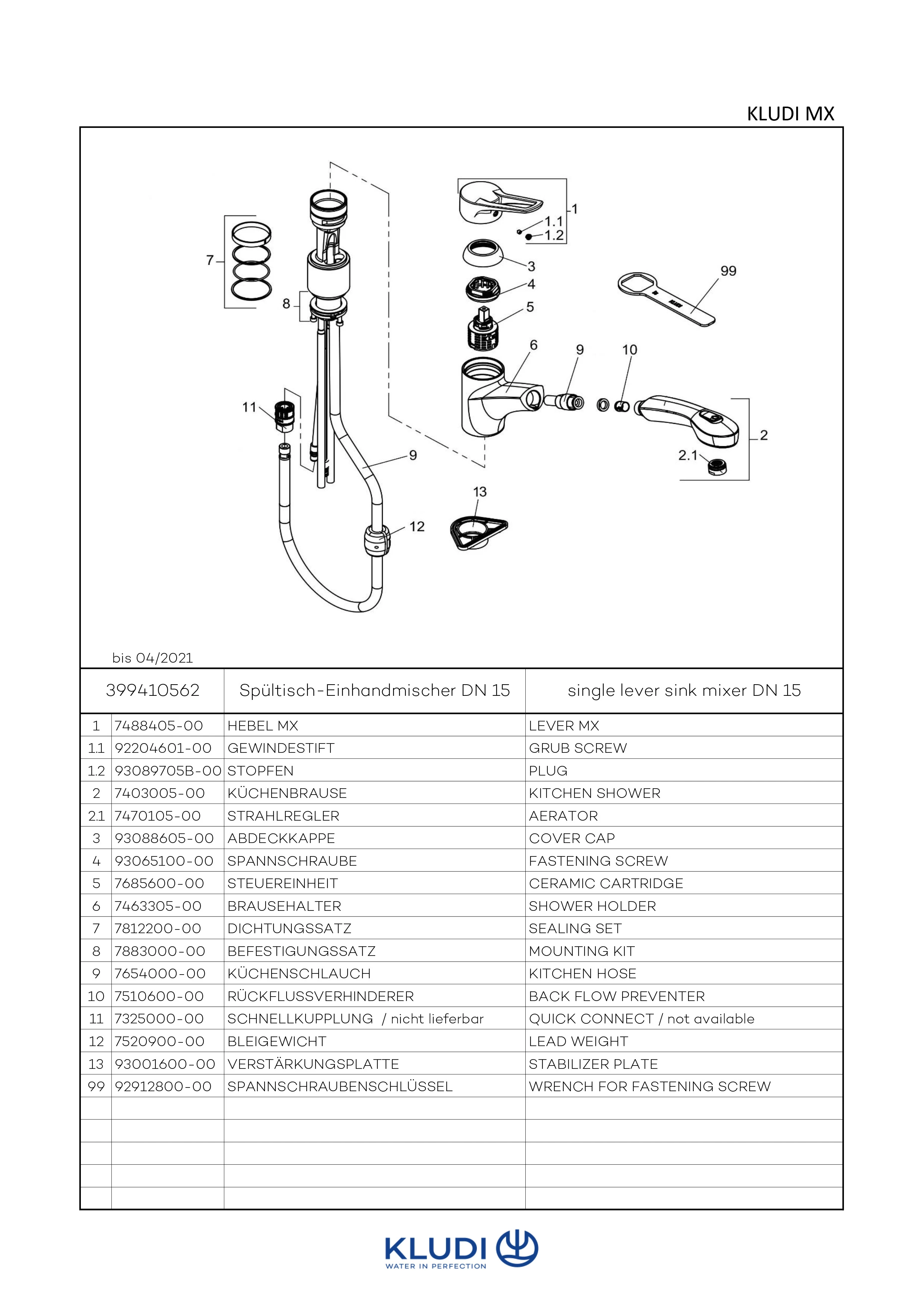 MX SpültischEHM DN 8 herausz. Brause chrom MX SpültischEHM DN 8 herausz. Brause chrom