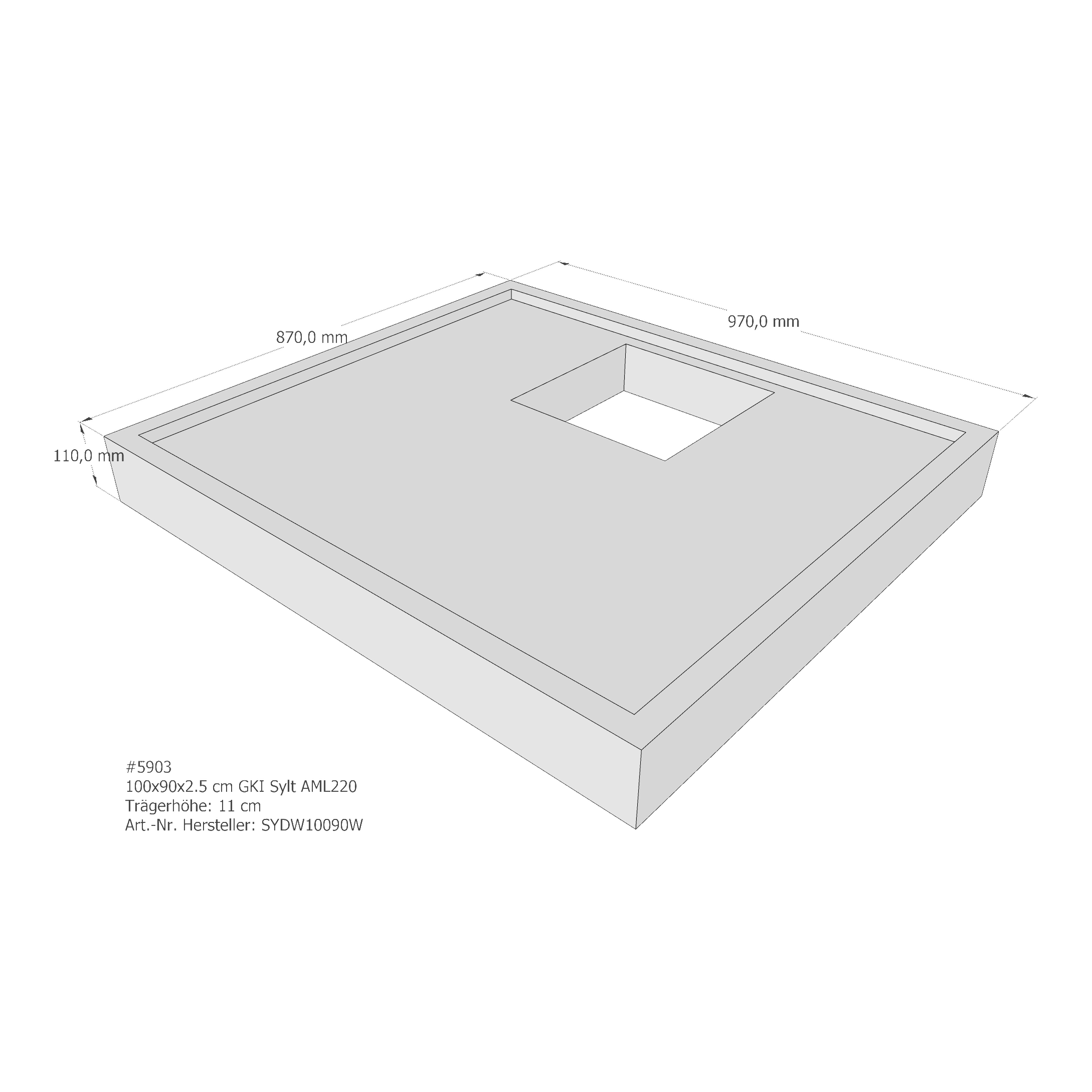 Duschwannenträger für GKI Sylt 100 × 90 × 2,5 cm