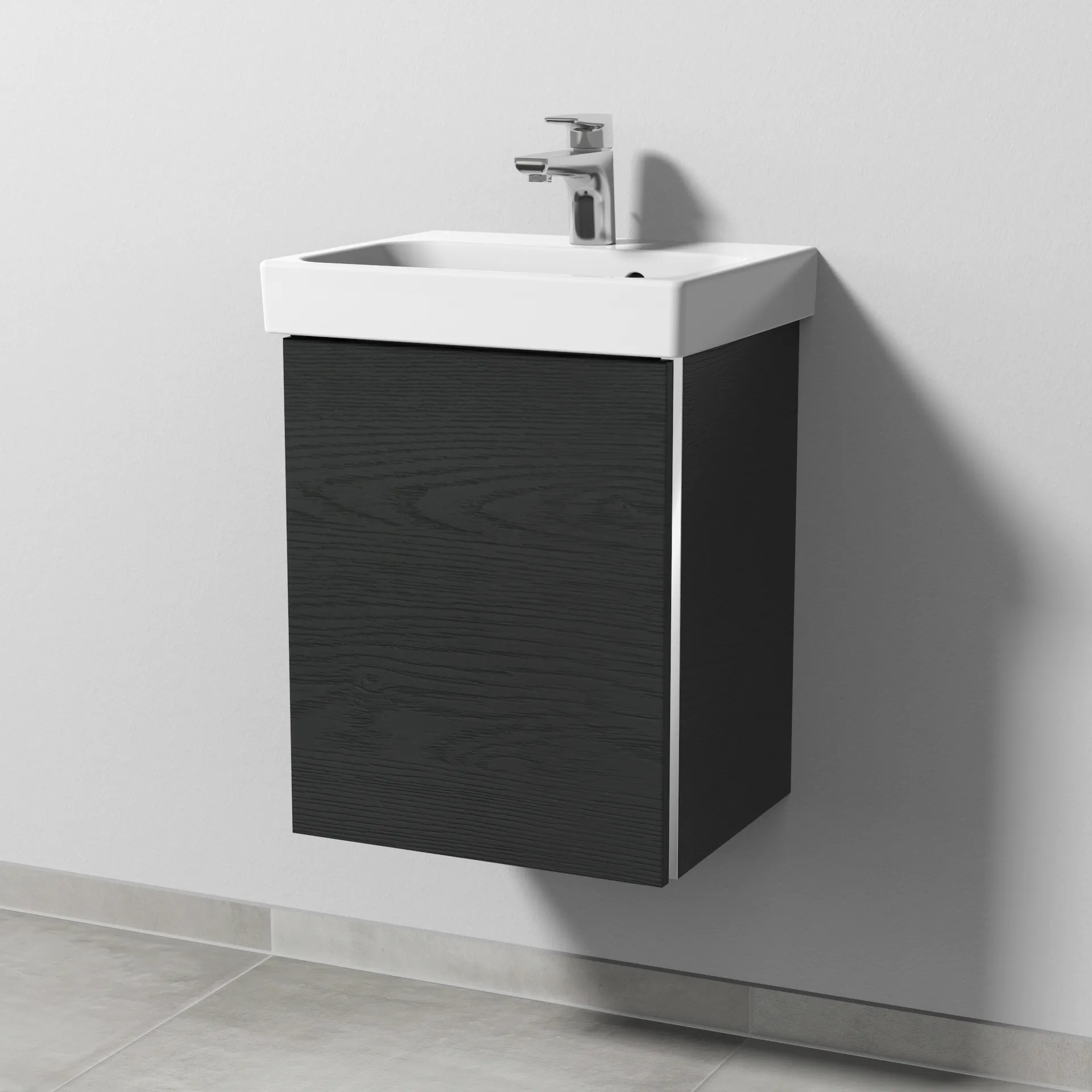 Sanipa Waschtischunterschrank „3way“ 410 × 517 × 353 mm in Black Oak, Anschlag links Sanipa Waschtischunterschrank „3way“ 410 × 517 × 353 mm in Black Oak, Anschlag links