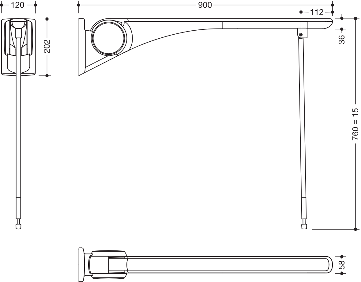 HEWI Stützklappgriff „Serie 802 LifeSystem“