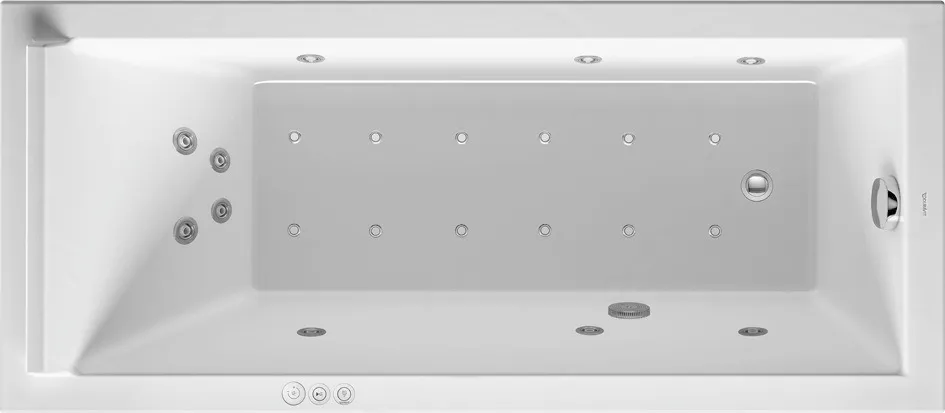 Duravit Whirlwanne „Starck“ rechteck 1600 × 700 mm, Fußablauf mit Combi-System P, in Weiß Ablauf: Fußablauf / Größe: 160 × 70 cm / Whirlsystem: mit Combi-System P Duravit Whirlwanne „Starck“ rechteck 1600 × 700 mm, Fußablauf mit Combi-System P, in Weiß Ablauf: Fußablauf / Größe: 160 × 70 cm / Whirlsystem: mit Combi-System P