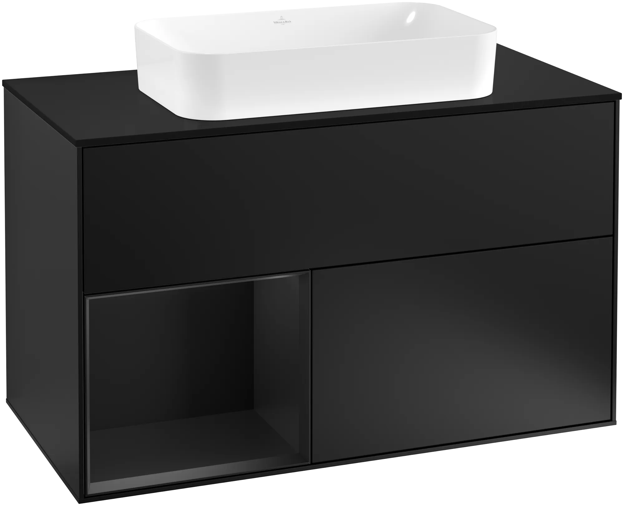 Villeroy & Boch Waschbeckenunterschrank Finion F24 in Black Matt Lacquer, 1000x603x501mm, mit Beleuchtung und Push-to-open Funktion