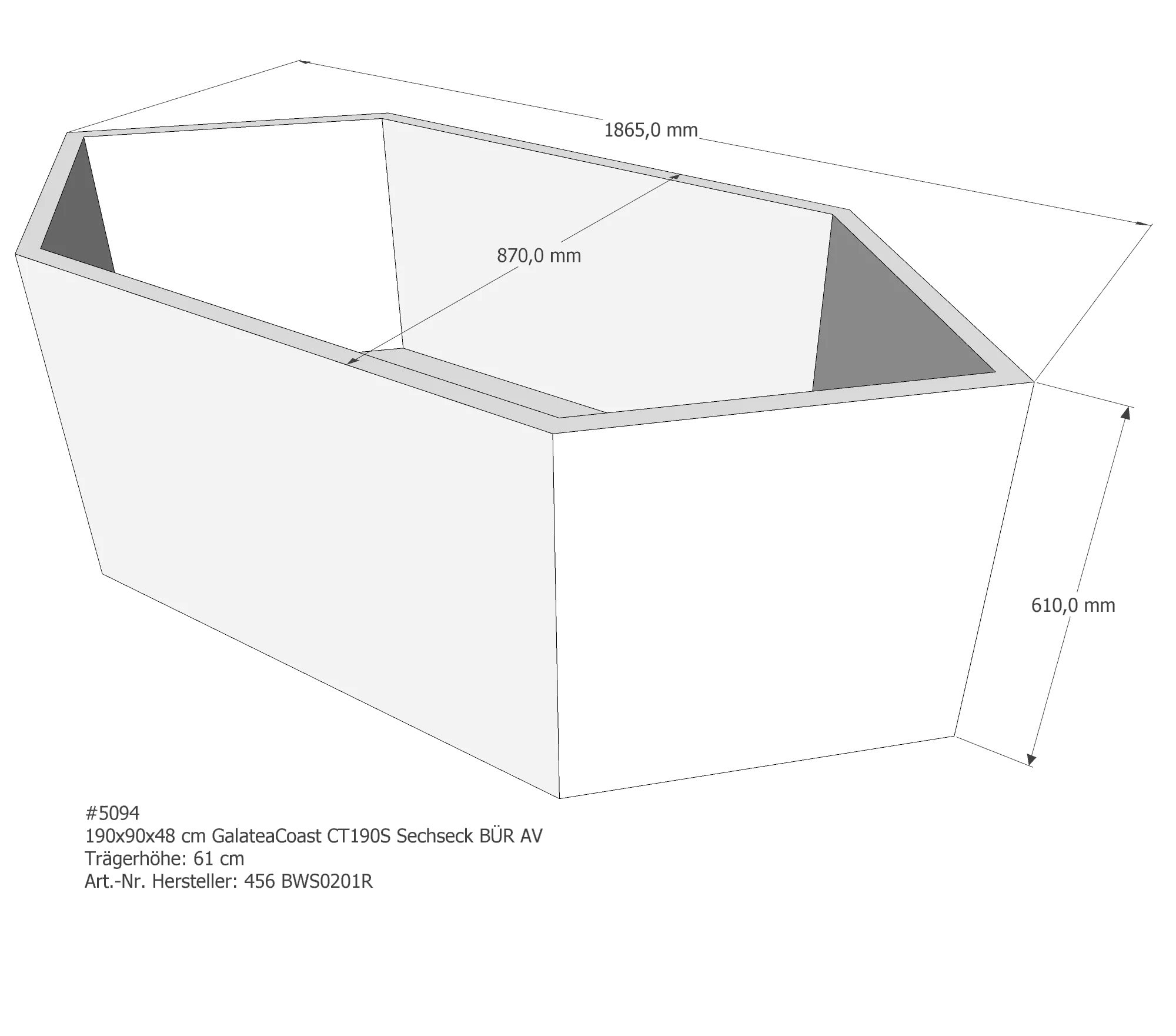 Badewannenträger passend für Galatea CT 190 S 190 × 90 × 48 cm Badewannenträger passend für Galatea CT 190 S 190 × 90 × 48 cm