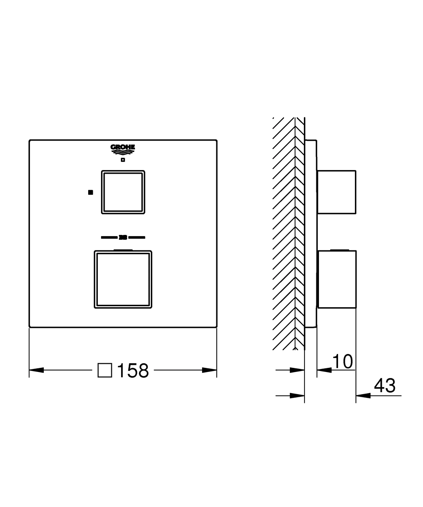Thermostat-Brausebatterie Grohtherm Cube 24153, Fertigmontageset für Rapido SmartBox, chrom Thermostat-Brausebatterie Grohtherm Cube 24153, Fertigmontageset für Rapido SmartBox, chrom