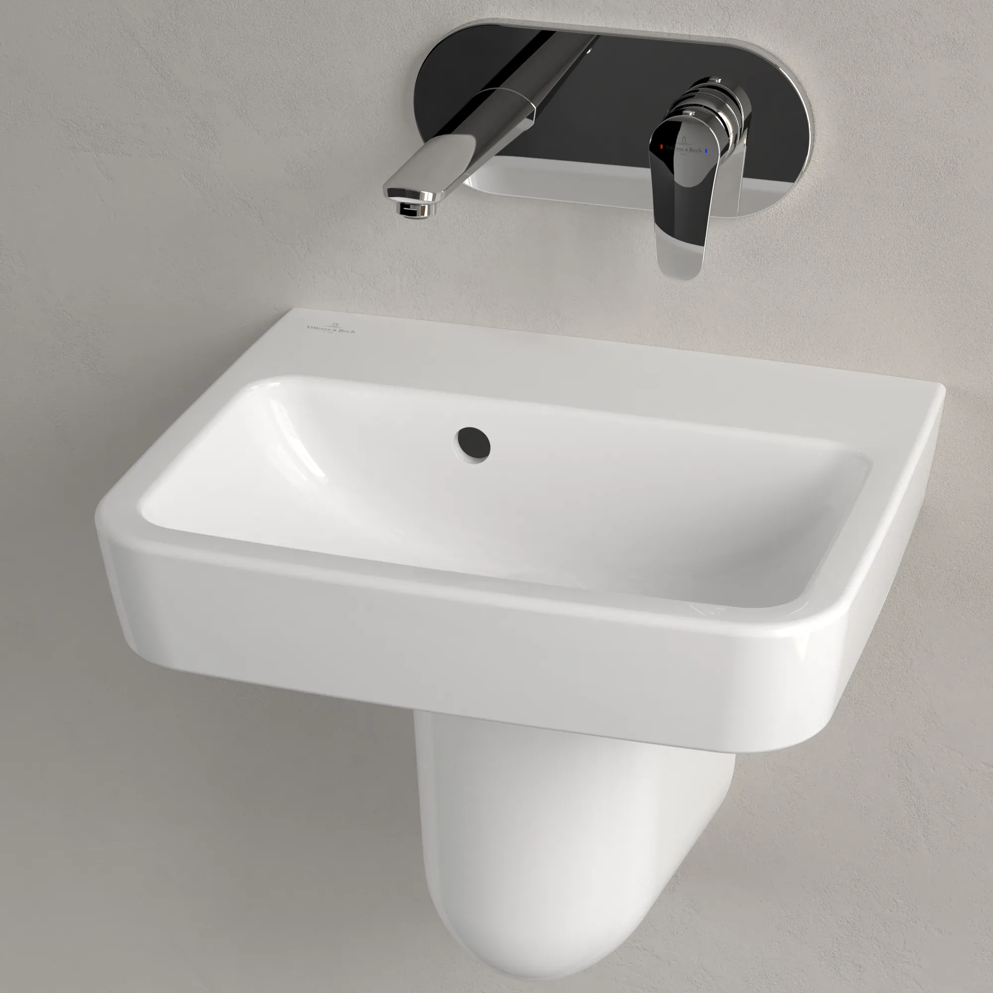 Villeroy & Boch Handwaschbecken „O.novo“ 450 × 370 × 160 mm, für Becken mittig, ohne Hahnlochbohrung in Weiß Alpin Villeroy & Boch Handwaschbecken „O.novo“ 450 × 370 × 160 mm, für Becken mittig, ohne Hahnlochbohrung in Weiß Alpin