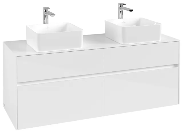 Villeroy & Boch Waschtischunterschrank „Collaro“ 1400 × 548 × 500 mm Glossy White, ohne Beleuchtung, für links und rechts