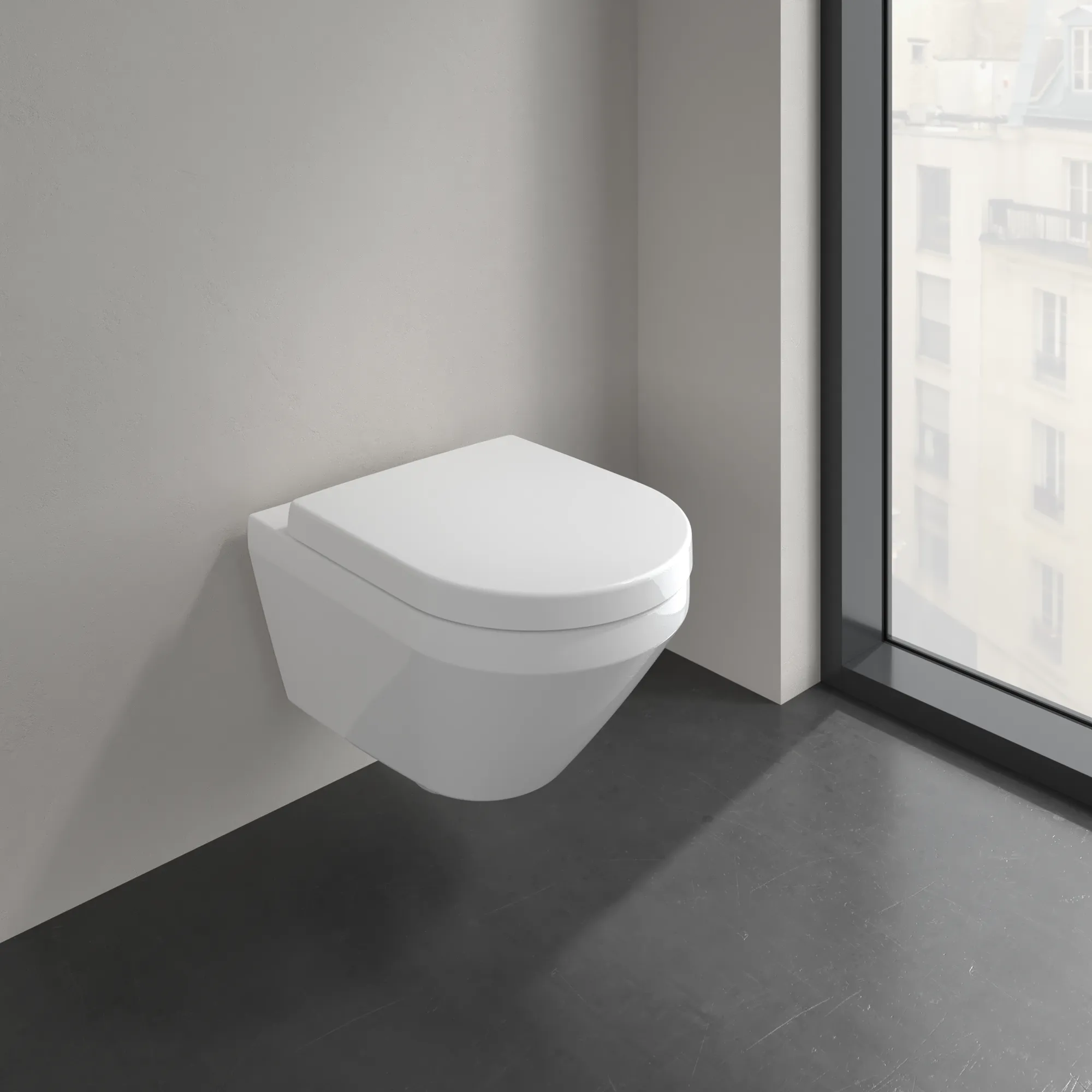 Villeroy & Boch Architectura Tiefspül-WC spülrandlos, Rund, Weiß Alpin CeramicPlus, 370x530 mm, Höhe 355 mm, wandhängend Villeroy & Boch Architectura Tiefspül-WC spülrandlos, Rund, Weiß Alpin CeramicPlus, 370x530 mm, Höhe 355 mm, wandhängend
