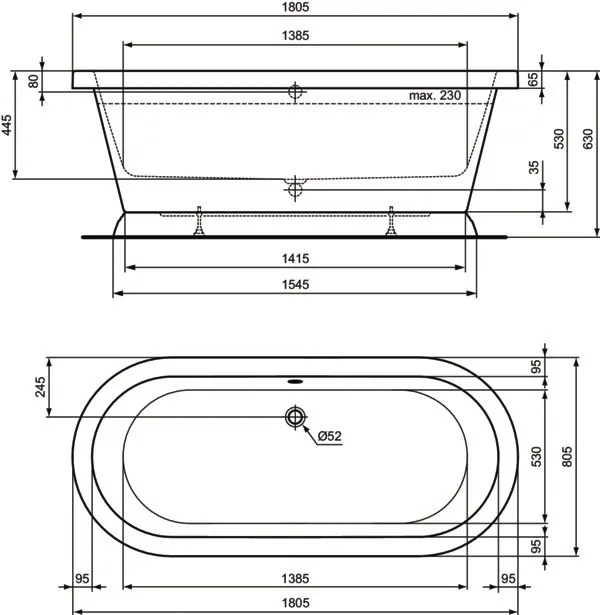 Ideal Standard Badewanne „Calla“ 80,5 × 180,5 cm