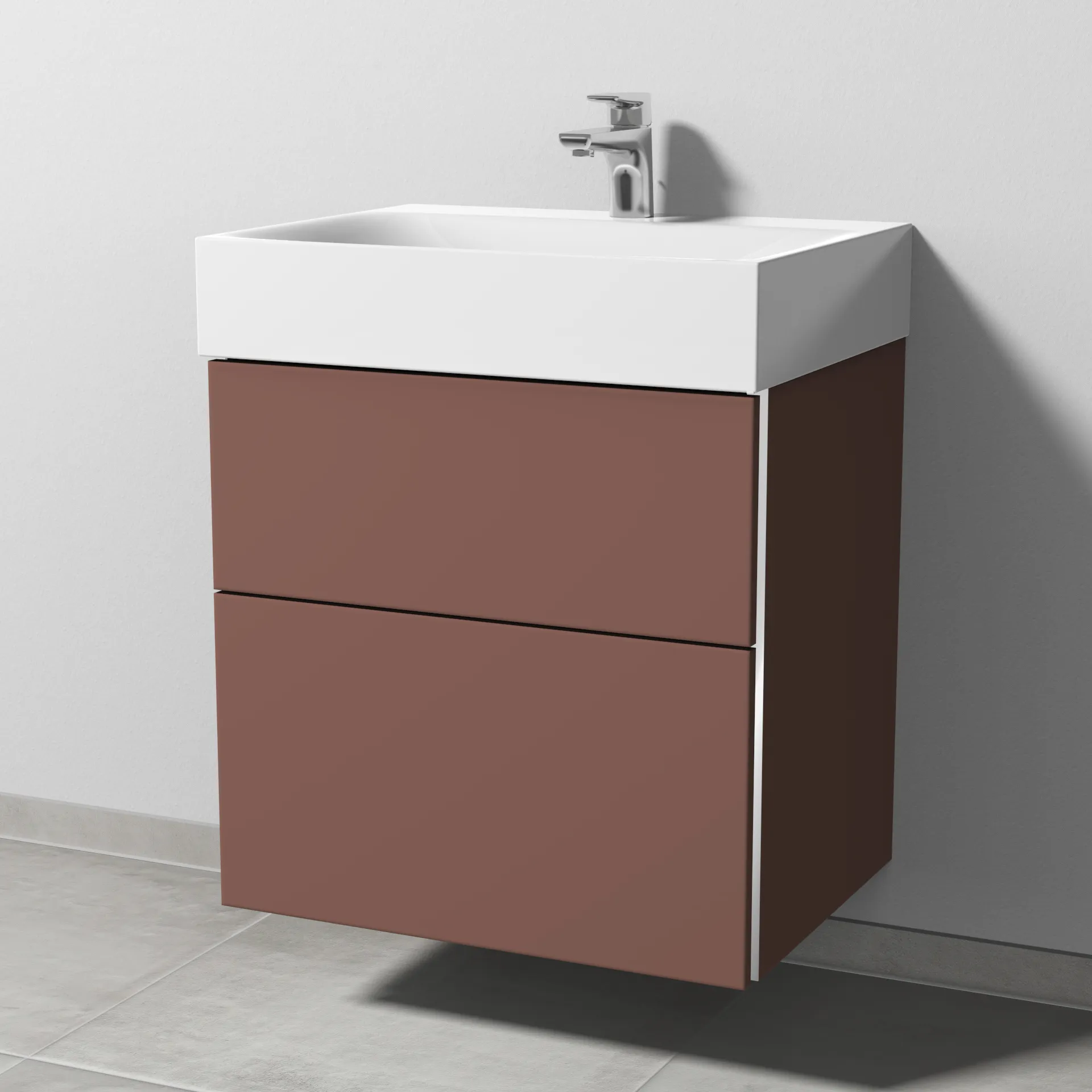 Sanipa Waschtischunterschrank „3way“ passend zu Stahl-Email-Waschtische Silenio von Kaldewei 590 × 582 × 452 mm in Wine-Red
