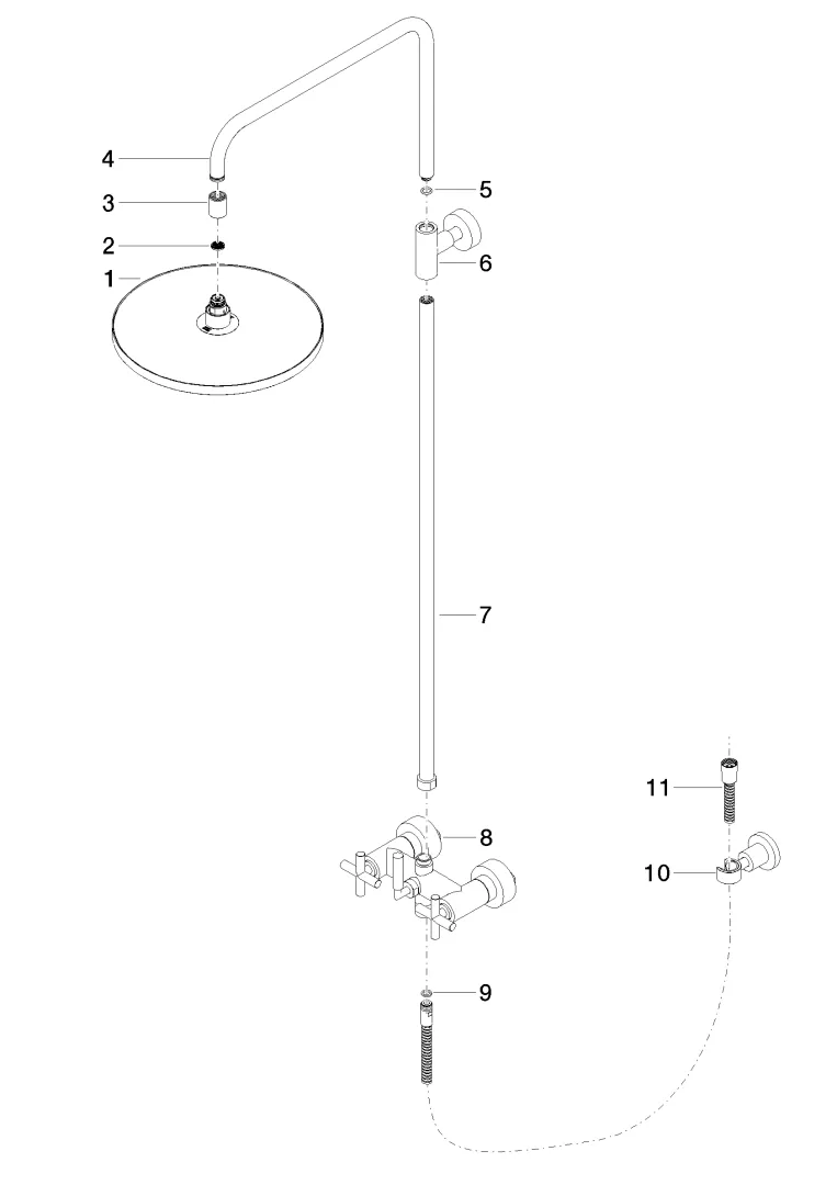 Dornbracht Tara Shower Pipe ohne Handbrause 300 mm - Chrom Dornbracht Tara Shower Pipe ohne Handbrause 300 mm - Chrom