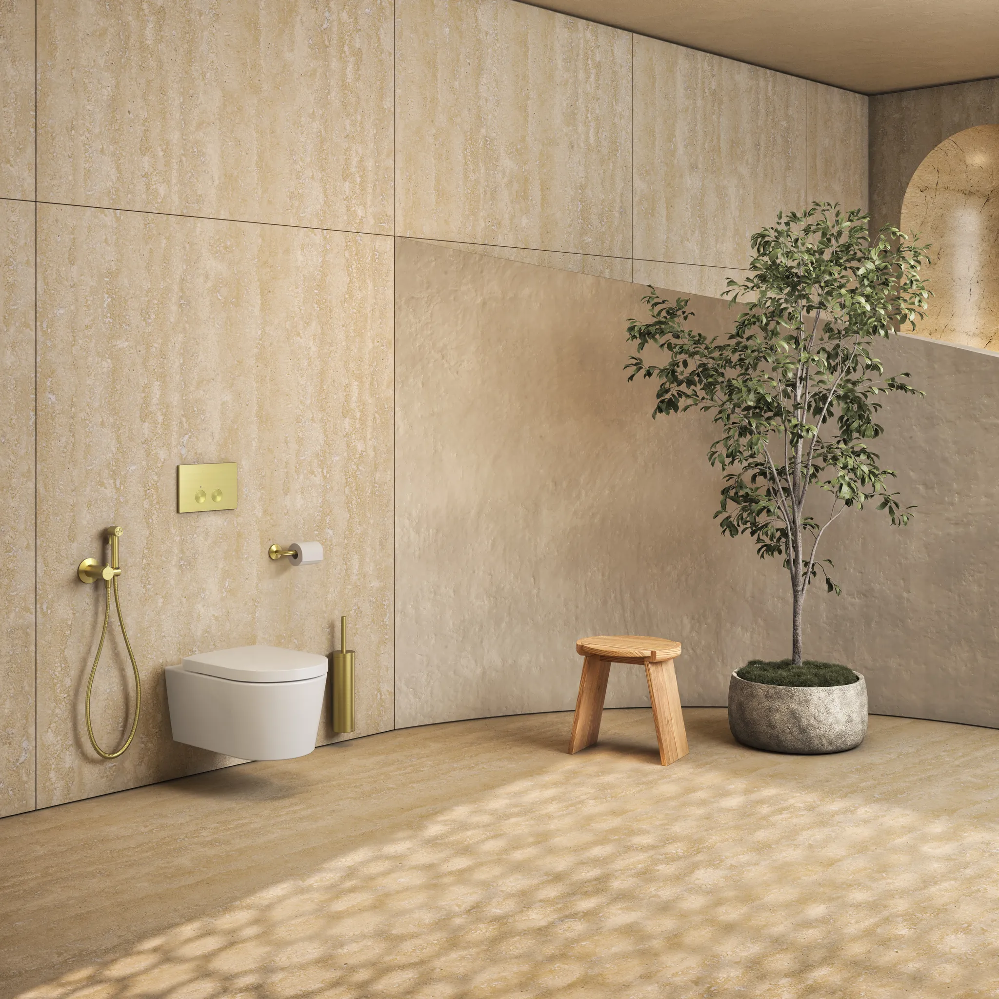 Hansgrohe AXOR Bidette Showers Handbrause, 1-jetig, rund für Mischwasser, Brushed Brass, Brauseschlauch 1.250 mm