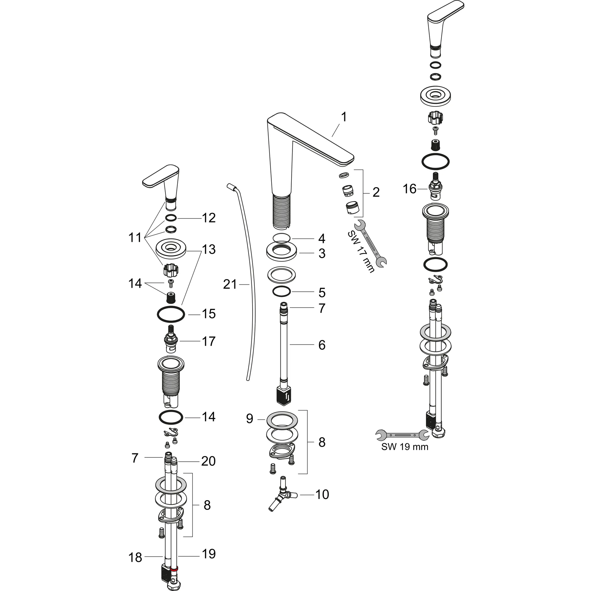 Hansgrohe AXOR Citterio C 3-Loch Waschtischarmatur mit Zugstangen-Ablaufgarnitur, Chrom Hansgrohe AXOR Citterio C 3-Loch Waschtischarmatur mit Zugstangen-Ablaufgarnitur, Chrom