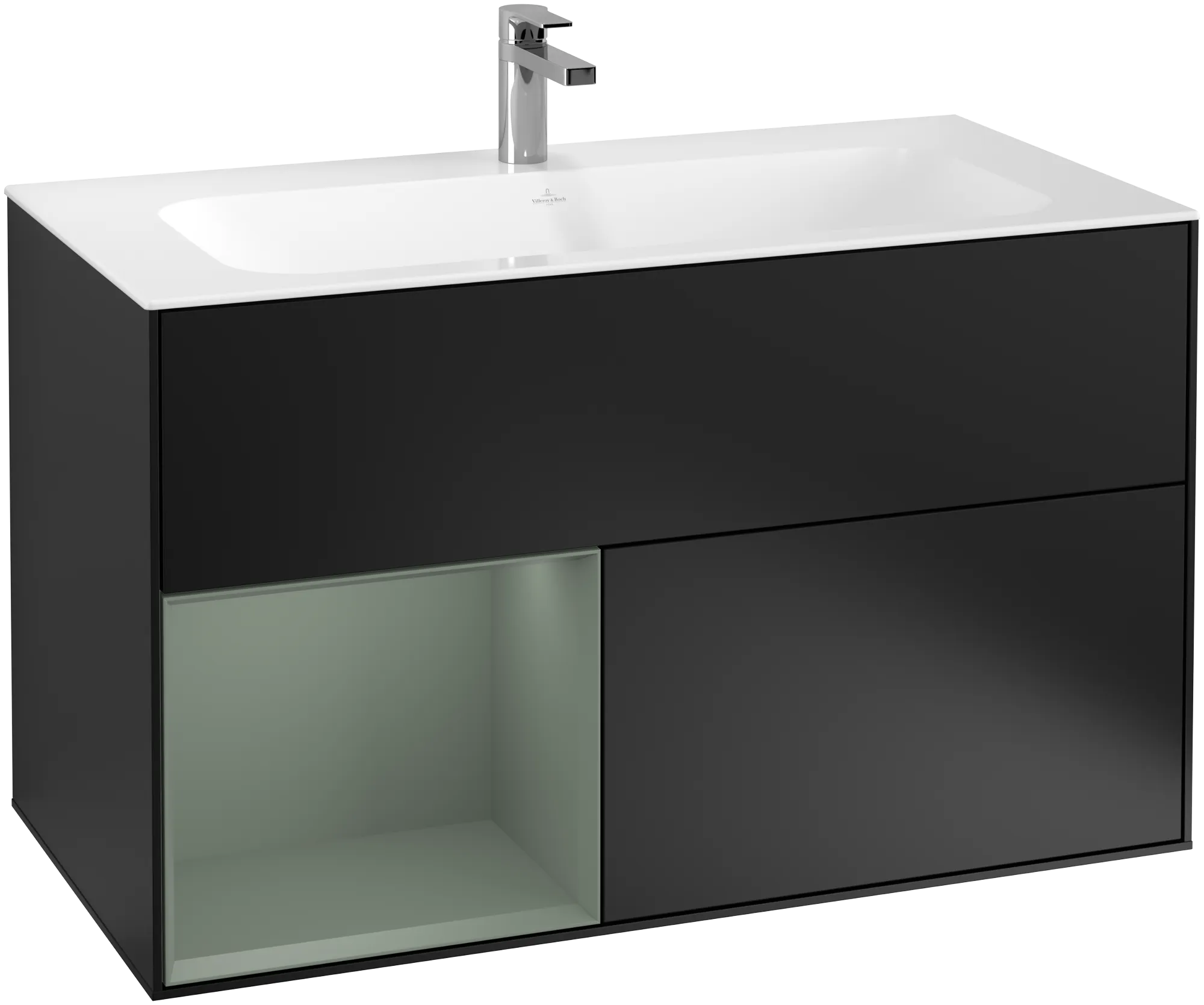 Villeroy & Boch Waschtischunterschrank „Finion“ für Schrankwaschtisch 996 × 591 × 498 mm Black Matt Lacquer, für Becken mittig Villeroy & Boch Waschtischunterschrank „Finion“ für Schrankwaschtisch 996 × 591 × 498 mm Black Matt Lacquer, für Becken mittig