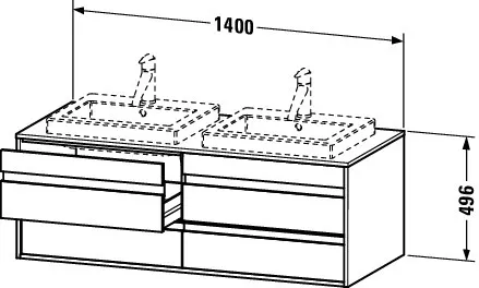 Duravit Waschtischunterschrank wandhängend „Ketho“ 140 × 49,6 × 55 cm in Graphit Matt Duravit Waschtischunterschrank wandhängend „Ketho“ 140 × 49,6 × 55 cm in Graphit Matt