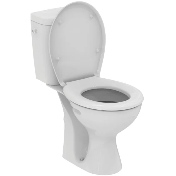 Ideal Standard Eurovit Standtiefspül-WC mit Spülkasten, seitlichem Zulauf und WC-Sitz in Weiß