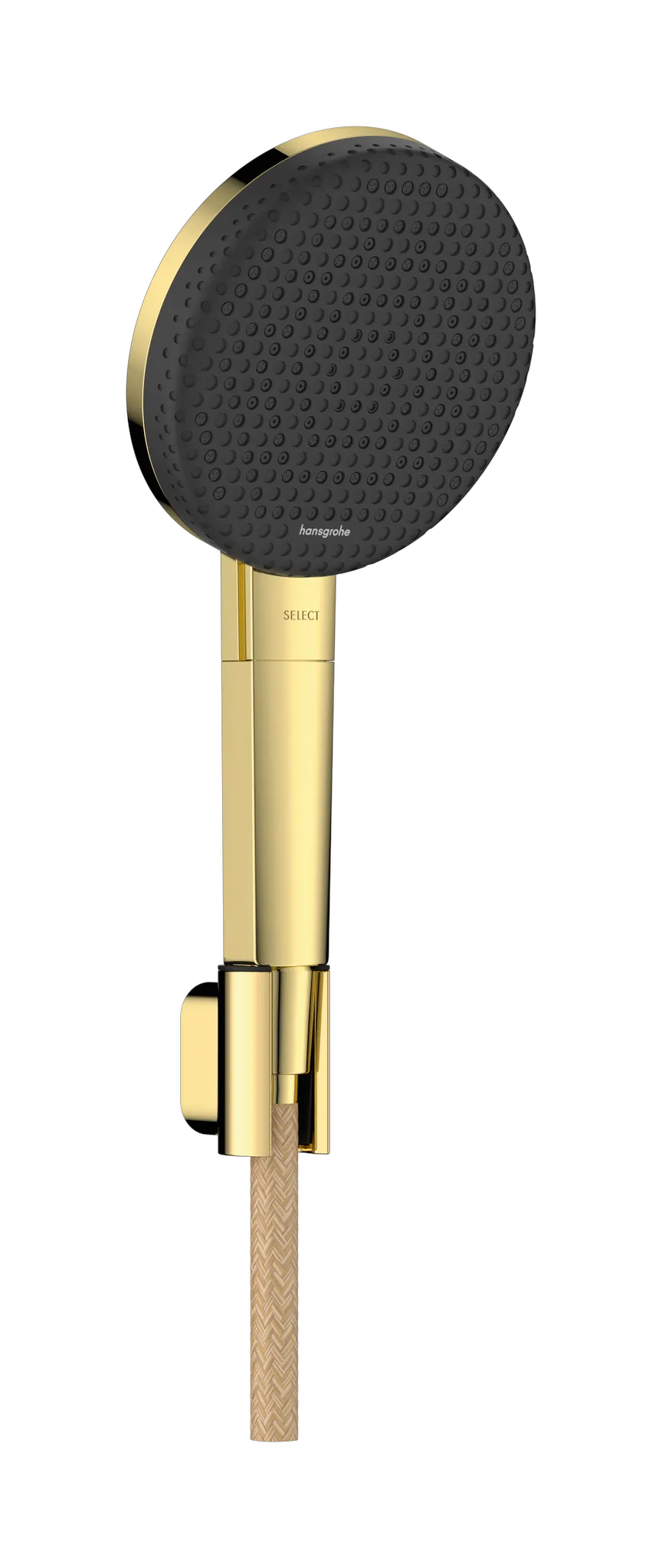 Hansgrohe Raindance Alive Select S Brausehalterset 125 3jet EcoSmart mit Textilbrauseschlauch 160 cm, Polished Gold Optic