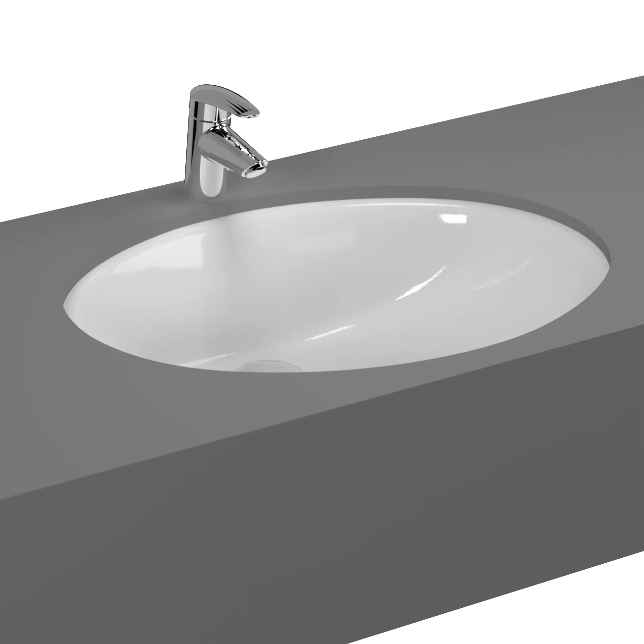 S20 Unterbauwaschtisch oval 52 x 39 cm mit Überlaufloch Weiß Hochglanz