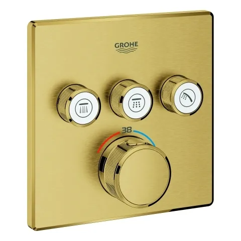 Thermostat Grohtherm SmartControl 29126, mit 3 Absperrventilen und integriertem Brausehalter, Fertigmontageset für Rapido SmartBox, Wandrosette eckig, chrom Thermostat Grohtherm SmartControl 29126, mit 3 Absperrventilen und integriertem Brausehalter, Fertigmontageset für Rapido SmartBox, Wandrosette eckig, chrom