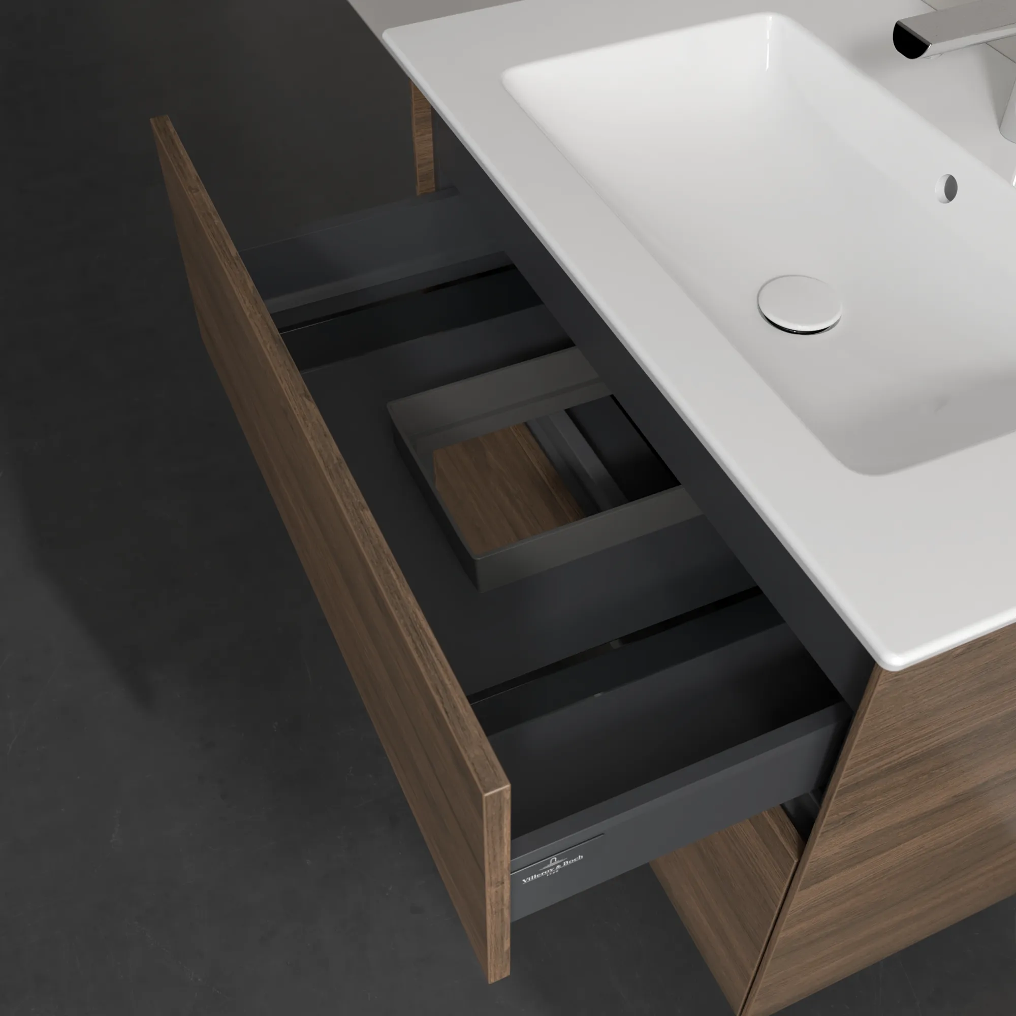 Villeroy & Boch Waschbeckenunterschrank Collaro C14400, Arizona Oak, 761x610x480 mm, 2 Auszüge mit SoftClosing, Wandmontage Villeroy & Boch Waschbeckenunterschrank Collaro C14400, Arizona Oak, 761x610x480 mm, 2 Auszüge mit SoftClosing, Wandmontage