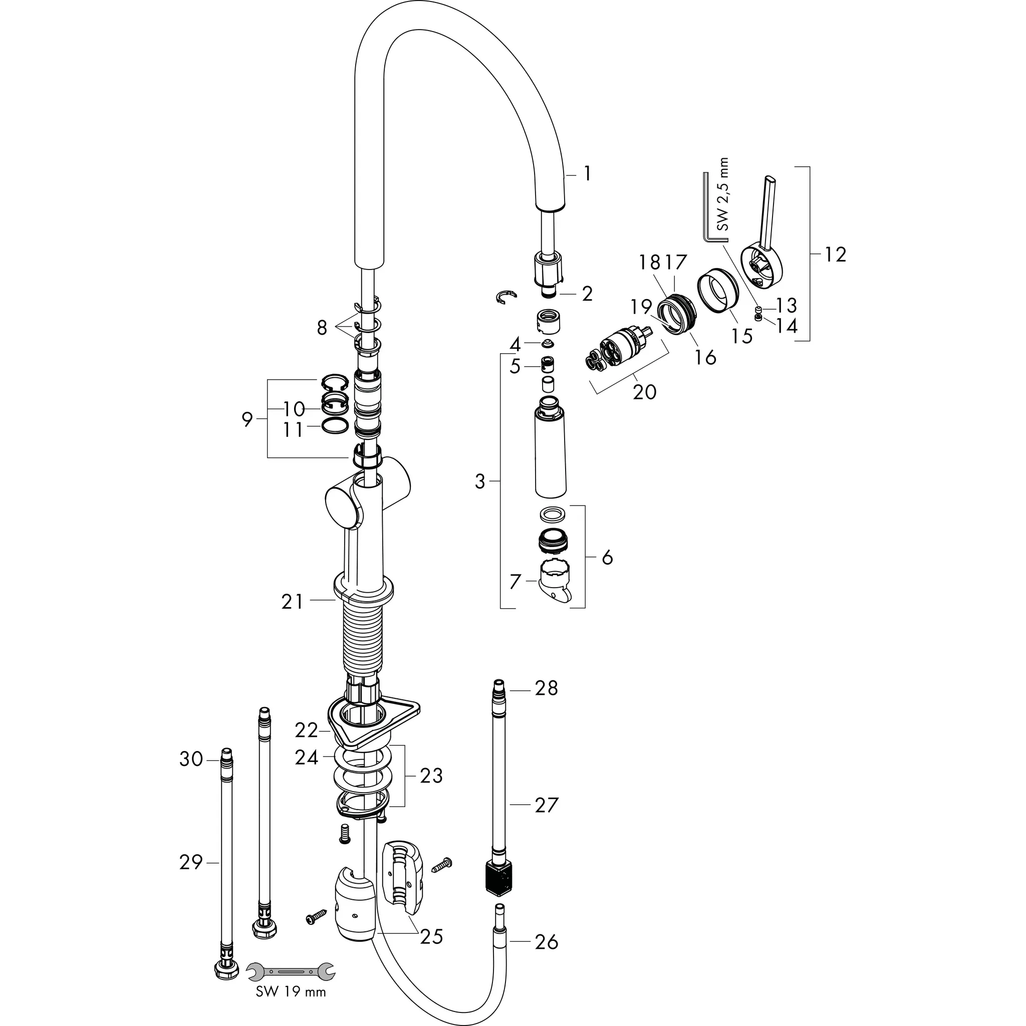 Spültischmischer 210 Talis M54 Ausziehauslauf 1jet chrom