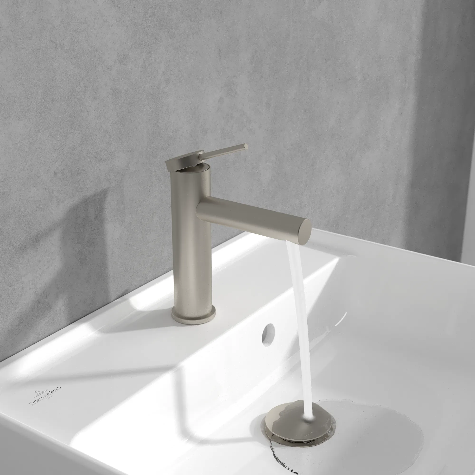 Villeroy & Boch Einhebel-Waschtischarmatur Loop & Friends, Brushed Nickel Matt, 45 x 149 x 166 mm, SmartPressure, AirPlus Villeroy & Boch Einhebel-Waschtischarmatur Loop & Friends, Brushed Nickel Matt, 45 x 149 x 166 mm, SmartPressure, AirPlus