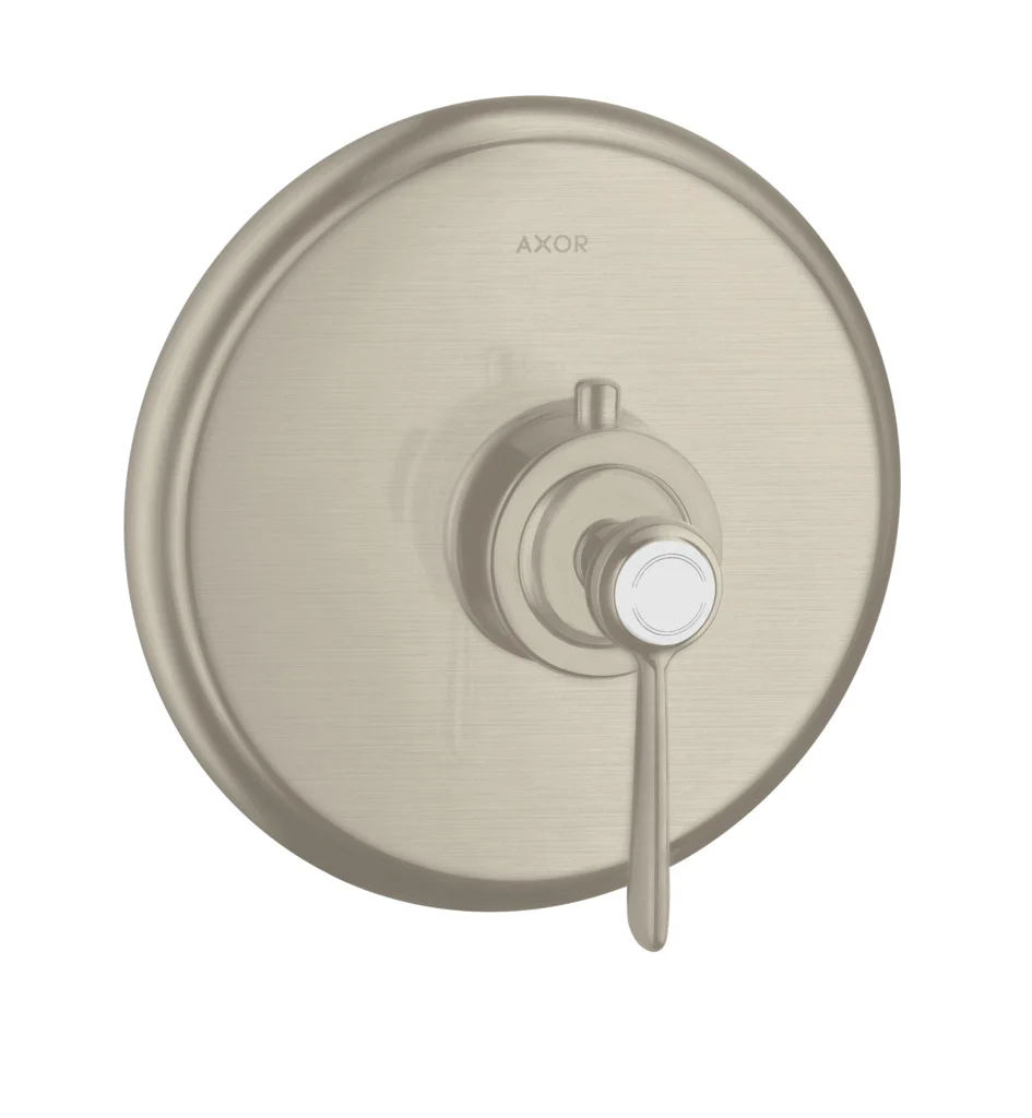Hansgrohe AXOR Montreux Thermostat Unterputz mit Hebelgriff Brushed Nickel, max. Durchflussmenge 59 l/min, einstellbare Temperaturbegrenzung, Rückflussverhinderer, Schalldämpfer