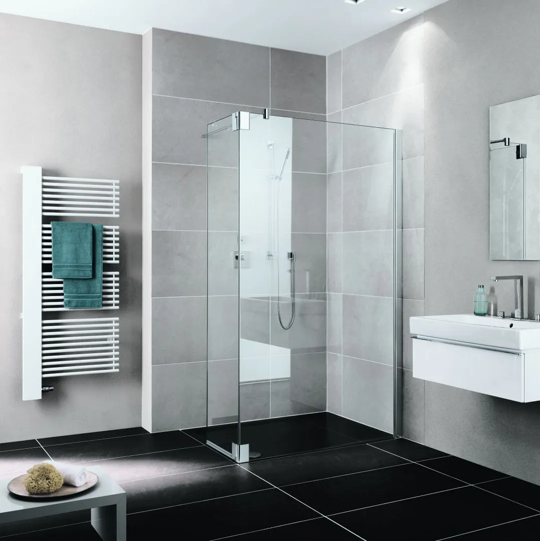 Kermi Duschdesign Walk-In-Duschkabine WALK-IN Wall mit beweglichem Flügel rechts „PASA XP“ Glas SR Opaco, Profile Silber Hochglanz, BV: 994 - 1024 mm GAK: 985 - 1015 mm WE: 1010 - 1040 mm H: 2000 mm