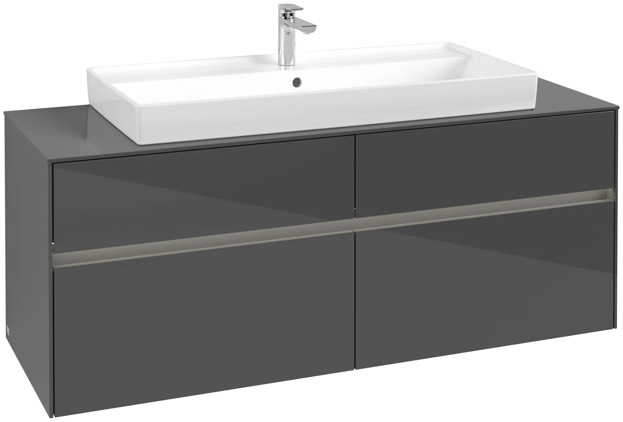 Villeroy & Boch Collaro Waschbeckenunterschrank C092B0, 1400 x 548 x 500 mm, Glossy Grey