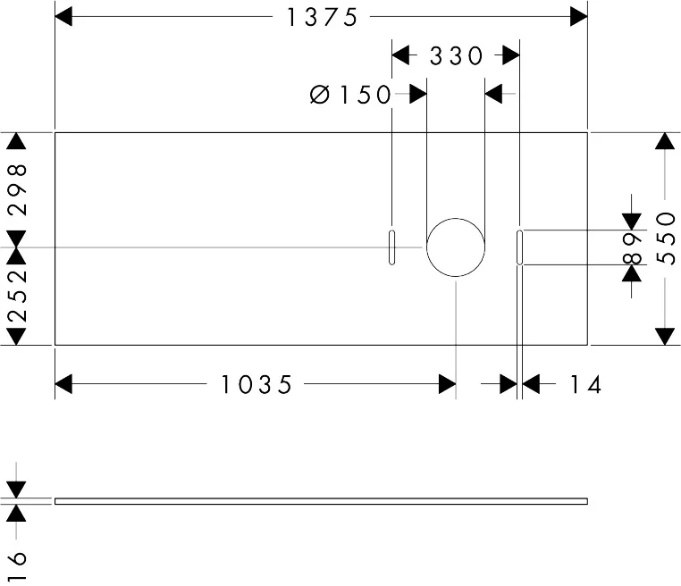 Hansgrohe Xilesa E Konsole, 1375x550 mm, rechts mit Ausschnitt für Aufsatzwaschtisch ohne Hahnloch, Eiche Kaschmir Hansgrohe Xilesa E Konsole, 1375x550 mm, rechts mit Ausschnitt für Aufsatzwaschtisch ohne Hahnloch, Eiche Kaschmir