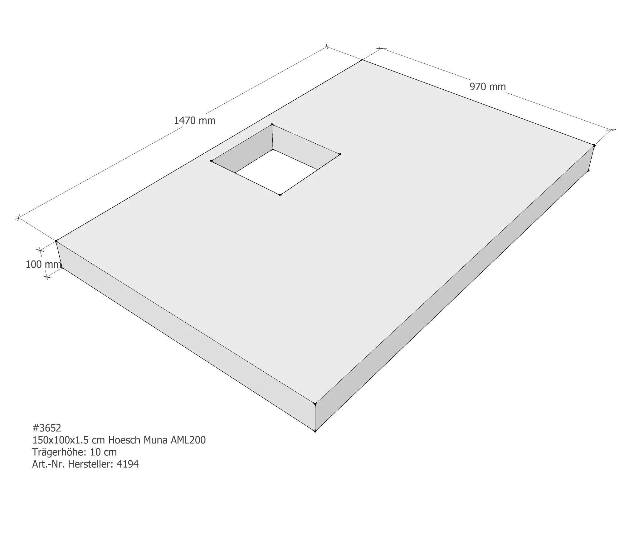 Duschwannenträger passend für Hoesch Muna 150 × 100 × 1,5 cm Duschwannenträger passend für Hoesch Muna 150 × 100 × 1,5 cm