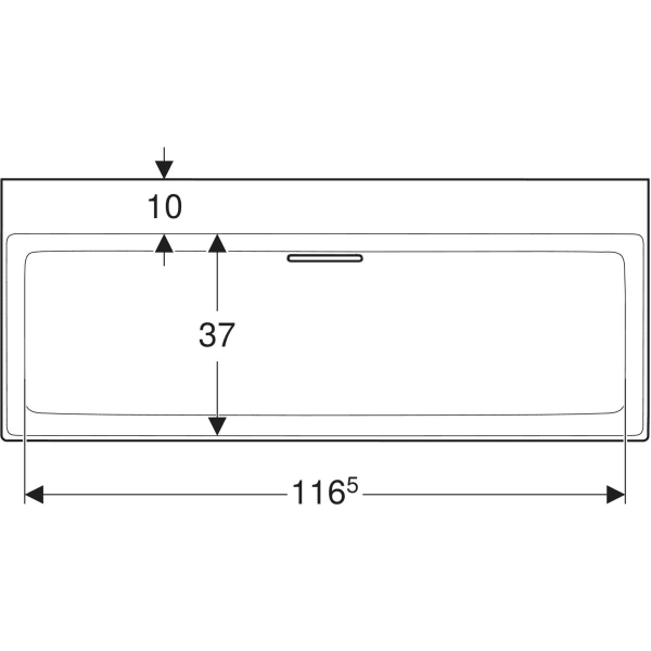 Wandwaschtisch „One“ mit horizontalem Ablauf, rechteckig 120 × 48 cm in weiß alpin mit KeraTect®