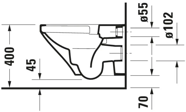 Wand-Tiefspül-WC „DuraStyle“ 37 × 35,5 × 54 cm, Befestigung verdeckt, Abgang waagerecht, ohne Spülrand