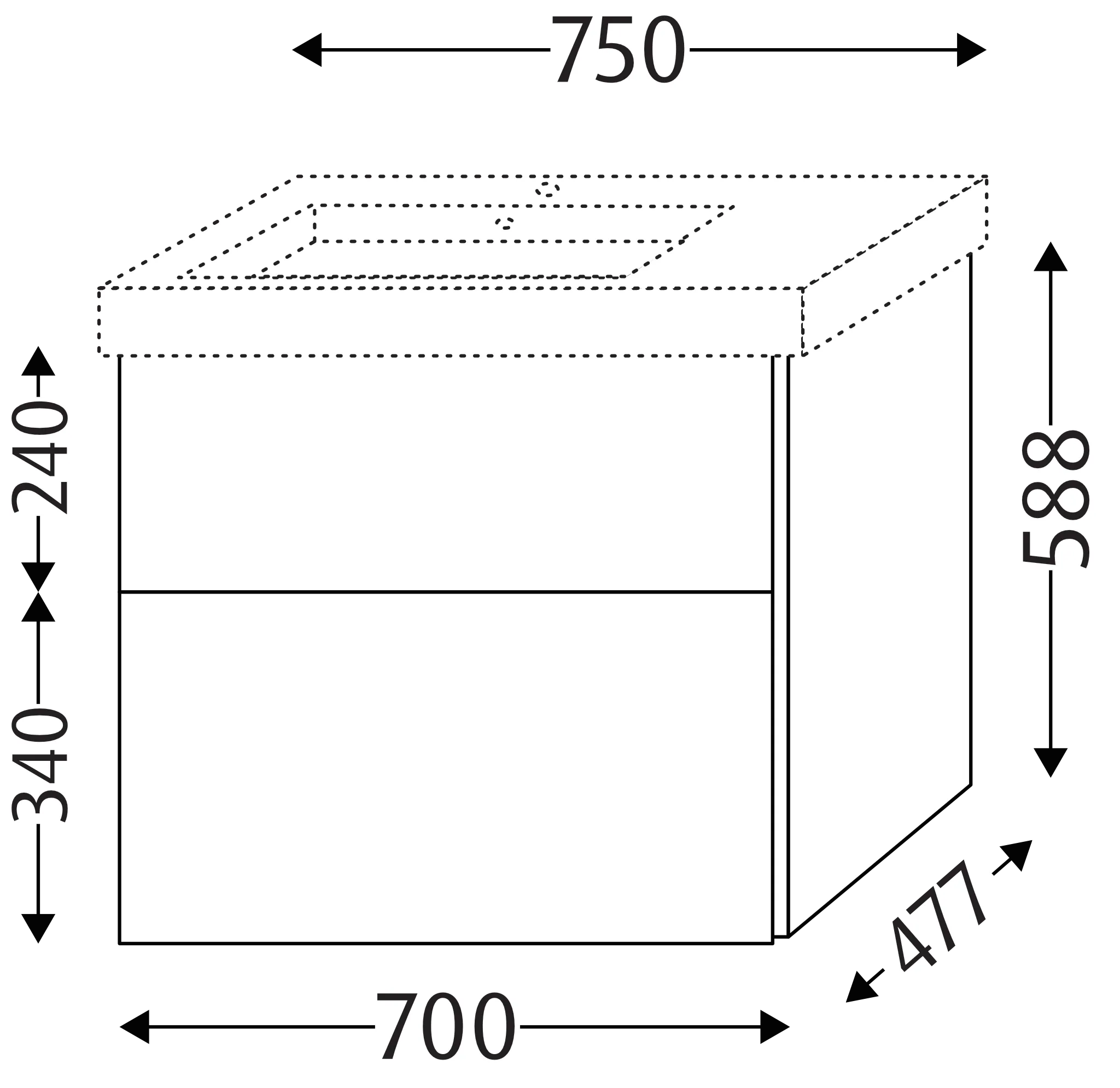 Waschtischunterbau mit Auszügen für Becken links 3way (BR500) 588x700x477 Anthrazit-Matt