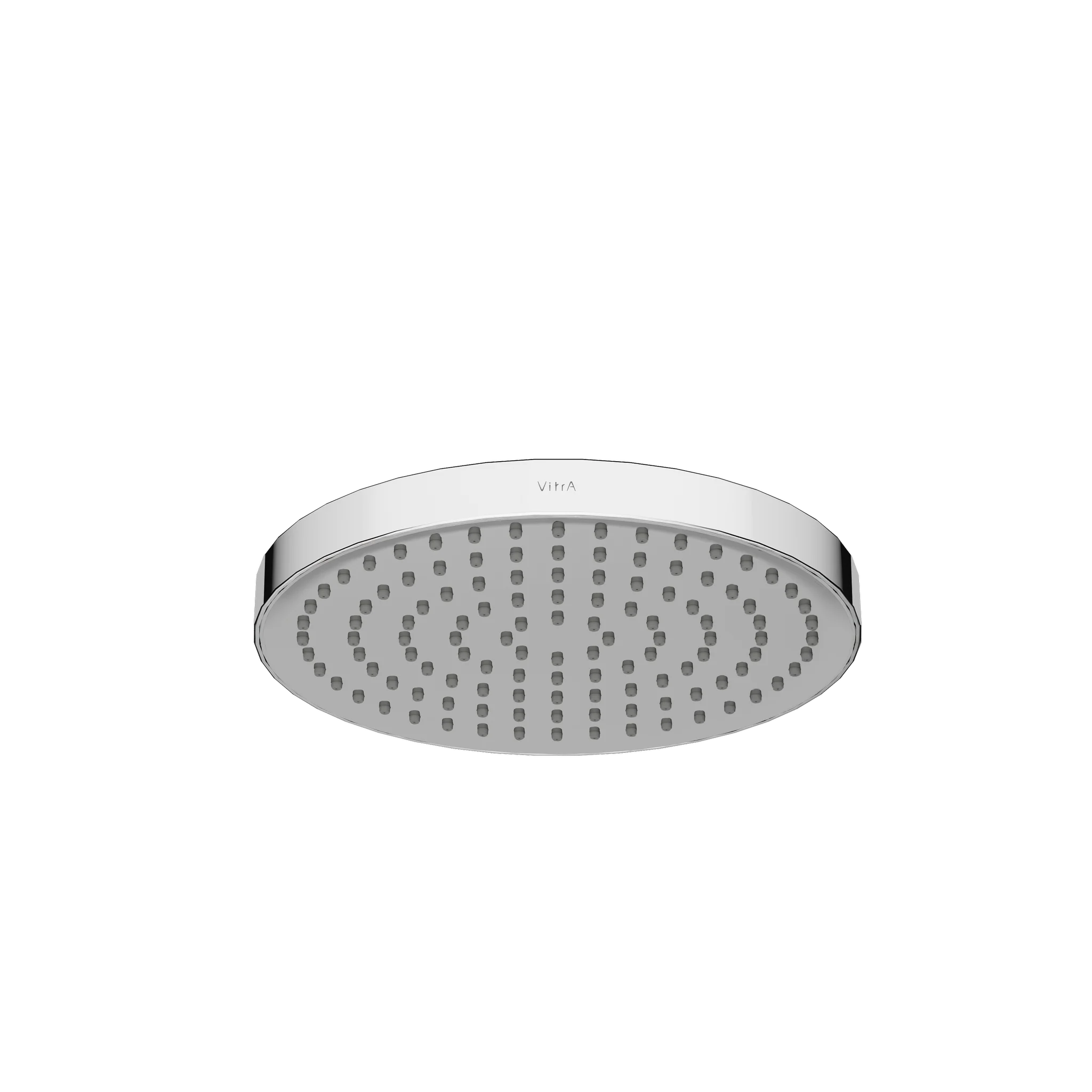 VitrA Core Round Kopfbrause, rund, 25 cm Durchmesser, Chrom, 1 Strahlart Aquarain, Easy Clean, Kugelgelenk 17°, Durchflussbegrenzer max. 9 l/min, Anschluss G 1/2, eigensicher gegen Rückfließen