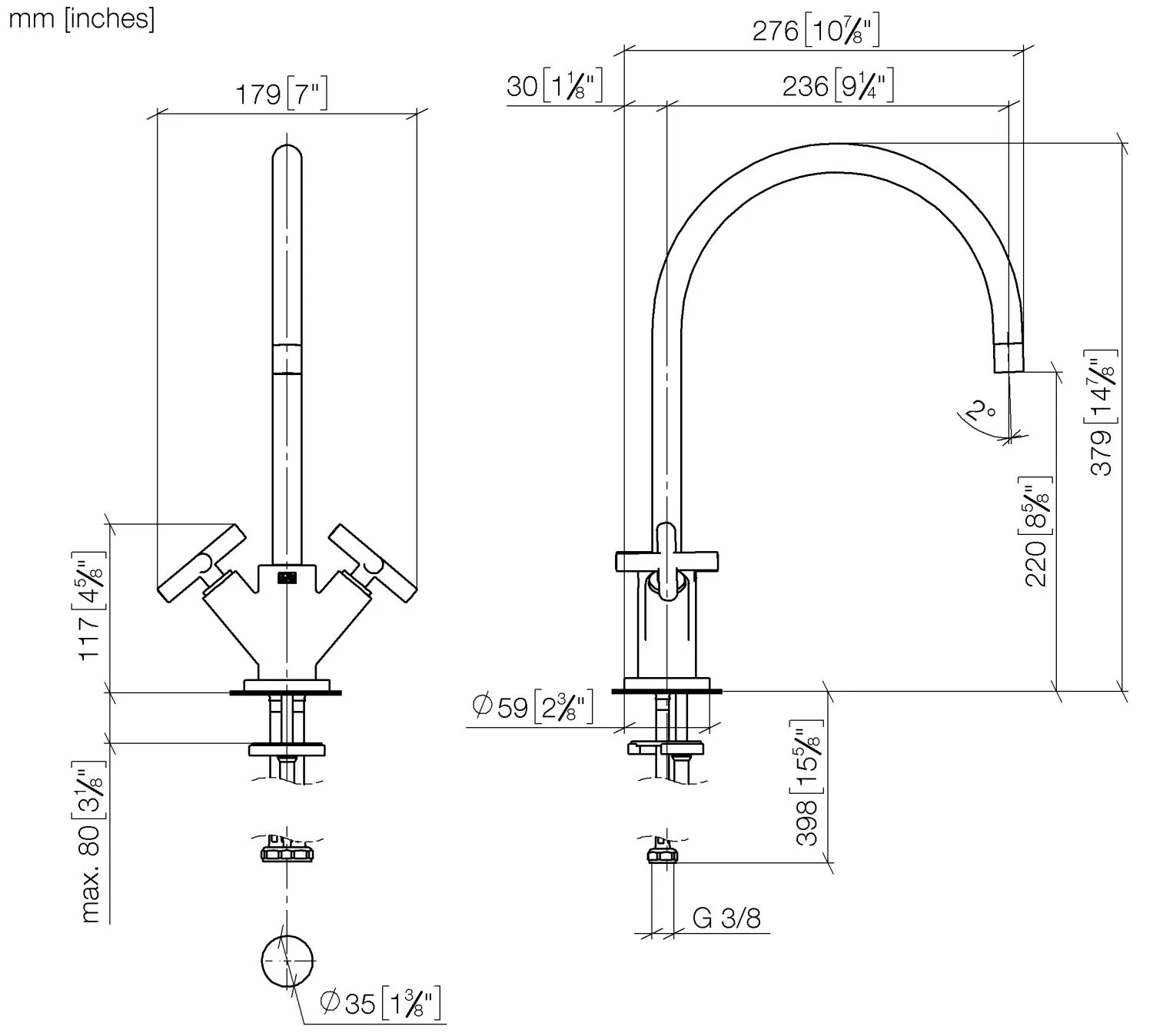 Einlochbatterie TARA Chrom 22815892