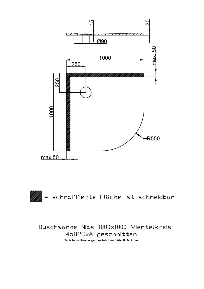 Hoesch Nias Duschwanne Mineralguss Solique, strukturierte Oberfläche, Weiß, 1000x1000x30 Hoesch Nias Duschwanne Mineralguss Solique, strukturierte Oberfläche, Weiß, 1000x1000x30