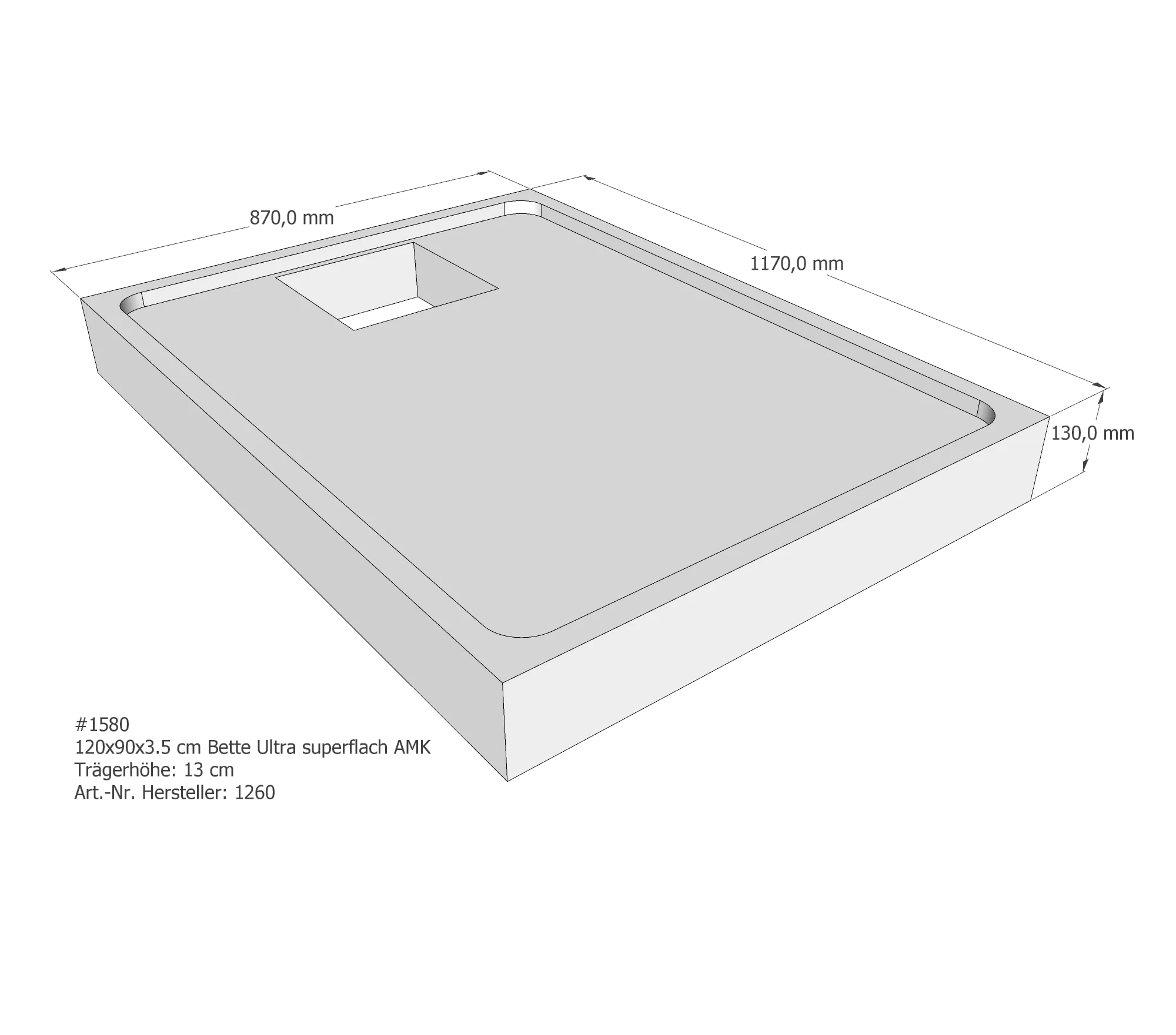 Duschwannenträger für Bette Ultra (superflach) 120 × 90 × 3,5 cm Duschwannenträger für Bette Ultra (superflach) 120 × 90 × 3,5 cm