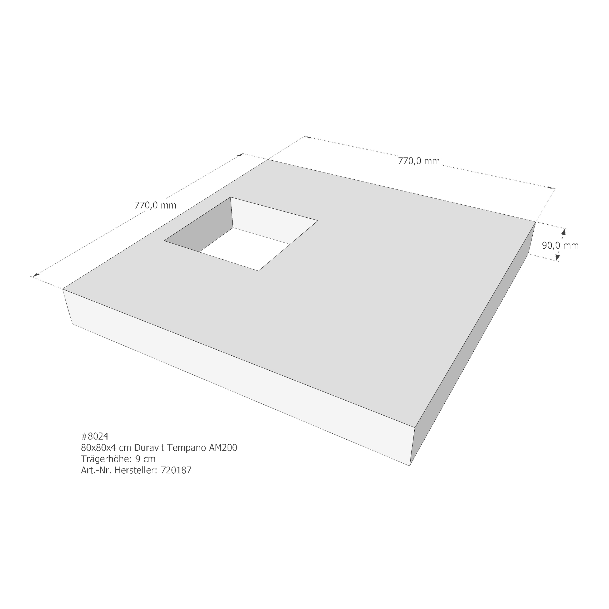 Duschwannenträger für Duravit Tempano 80 × 80 × 4 cm Duschwannenträger für Duravit Tempano 80 × 80 × 4 cm