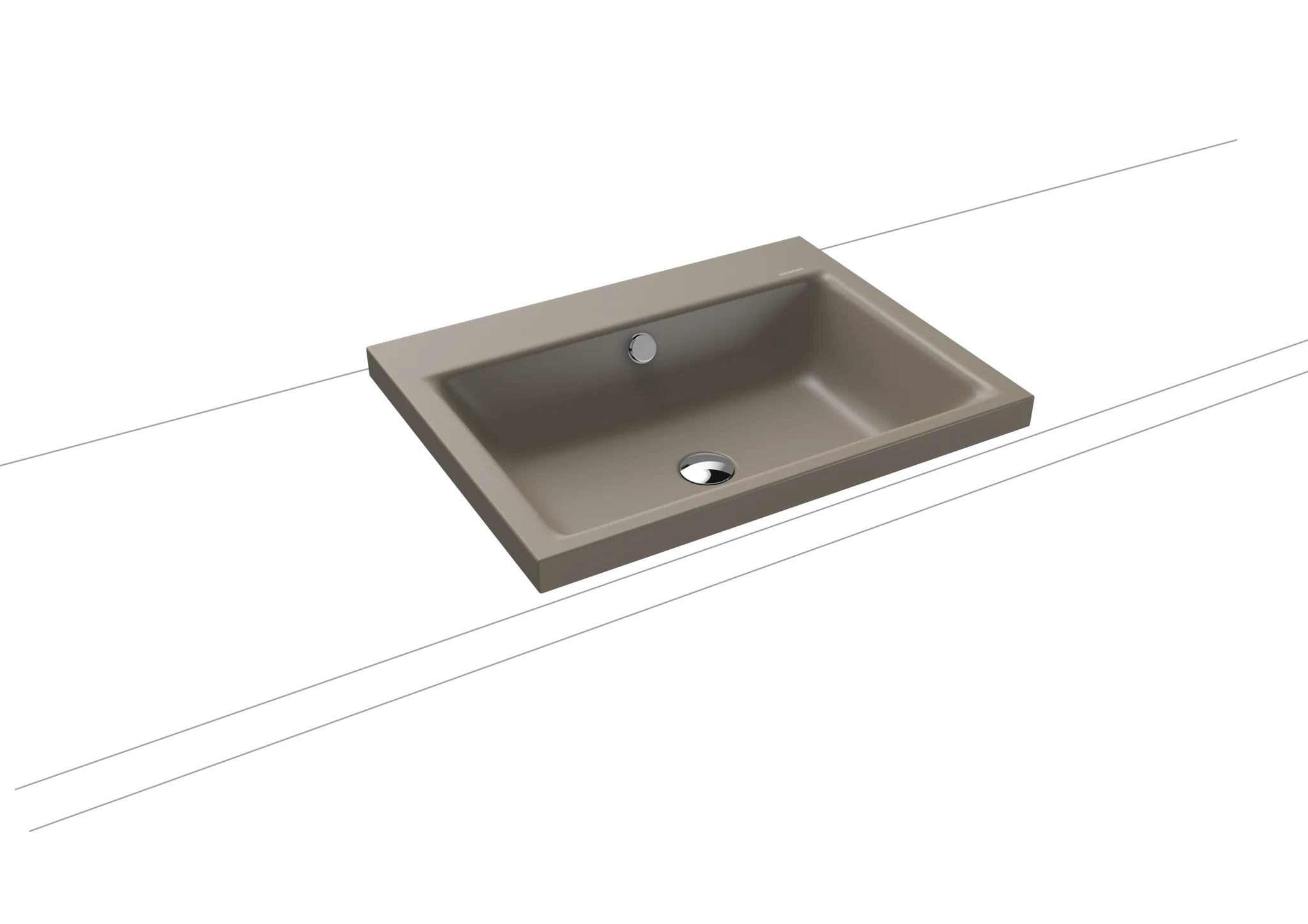Kaldewei PURO Aufsatzwaschtisch, 600x460 mm, warm grey, Randhöhe 40 mm, mit Überlauf, 1er Hahnlochbohrung
