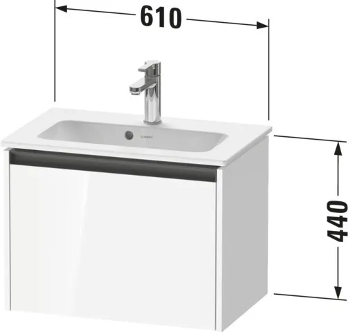 Duravit Waschtischunterschrank wandhängend „Ketho.2“ 61 × 44 × 39 cm Basalt Matt