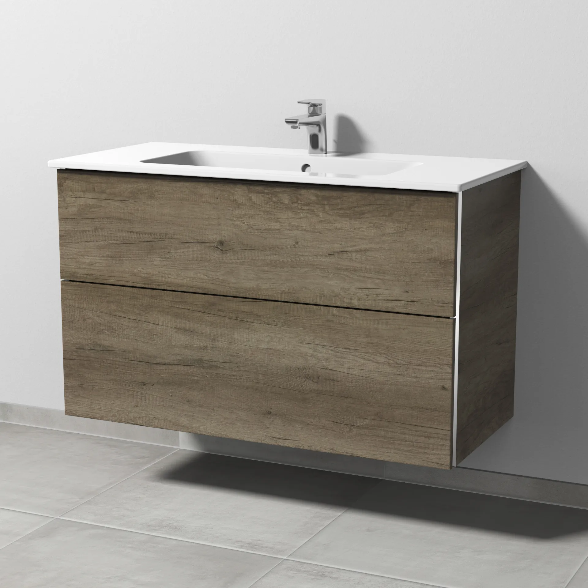 Sanipa Waschtischunterschrank „3way“ passend zu Keramik-Waschtische ME by Starck von Duravit 1000 × 613 × 467 mm in Eiche Nebraska