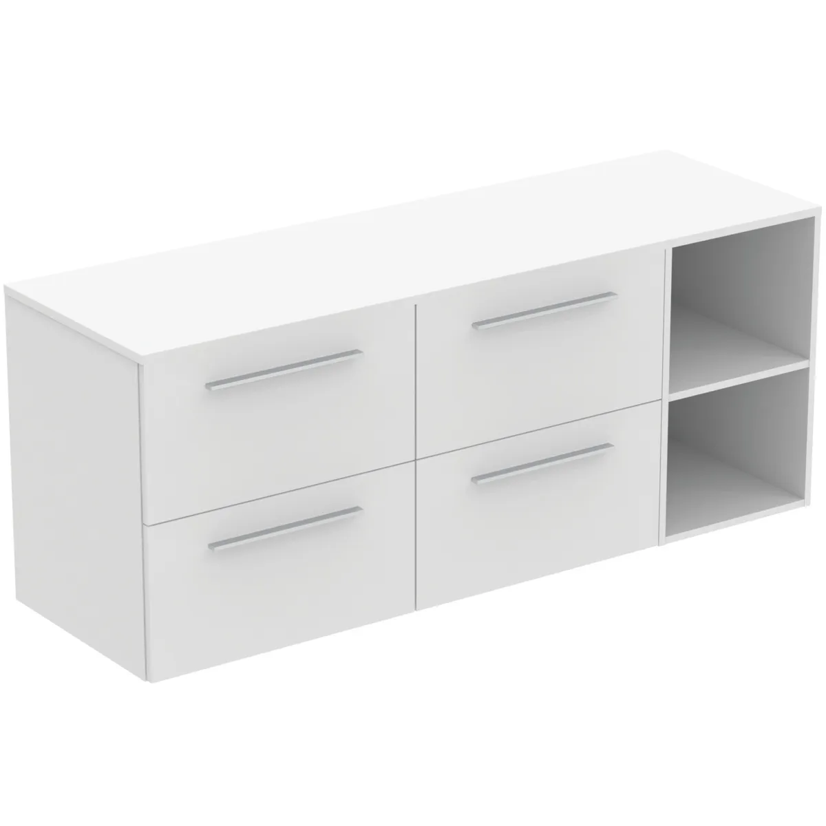 Möbel-Set 160cm i.life B 4 Auszüge 2 offene Fächer Griff Chrom Weiß matt