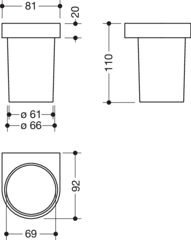 HEWI System 800 Becher/Halter PG71 Weiß tiefmatt